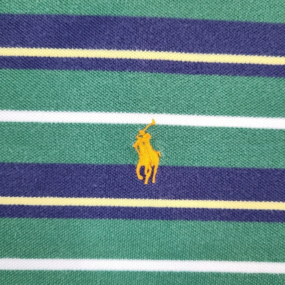 Polo Ralph Lauren Polo Shirt Mens XLT Green Striped Short Sleeve Cotton Tall